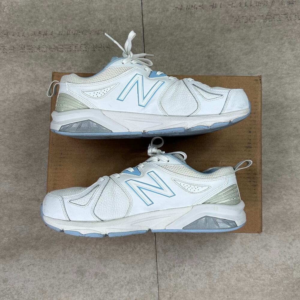 Vintage Y2K New Balance 857v2 Shoes Mens 10.5  White Leather Light Blue Low Top - Picture 3 of 8